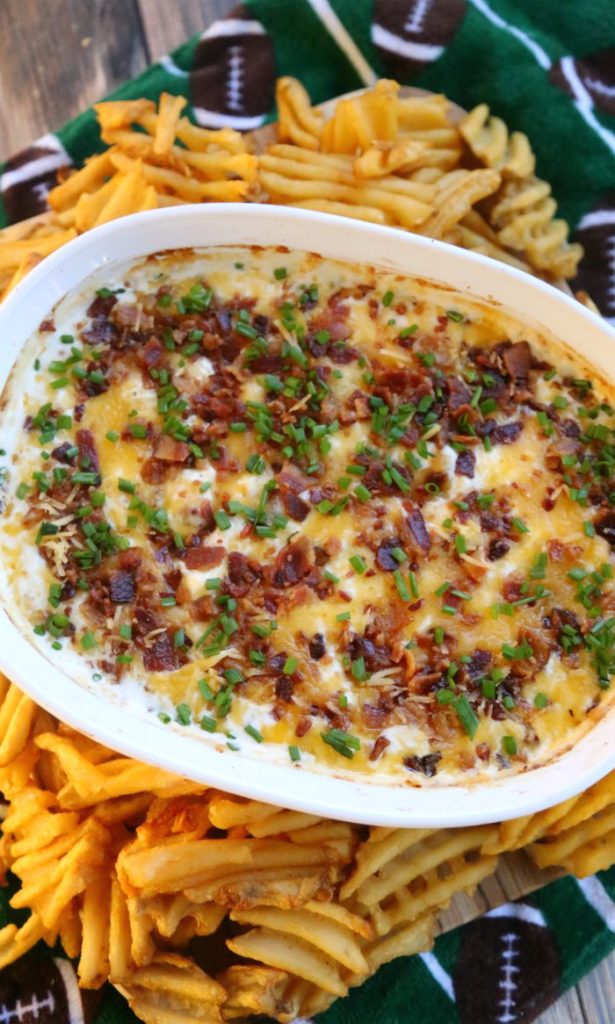 Hot Loaded Baked Potato Dip by Mom Endeavors