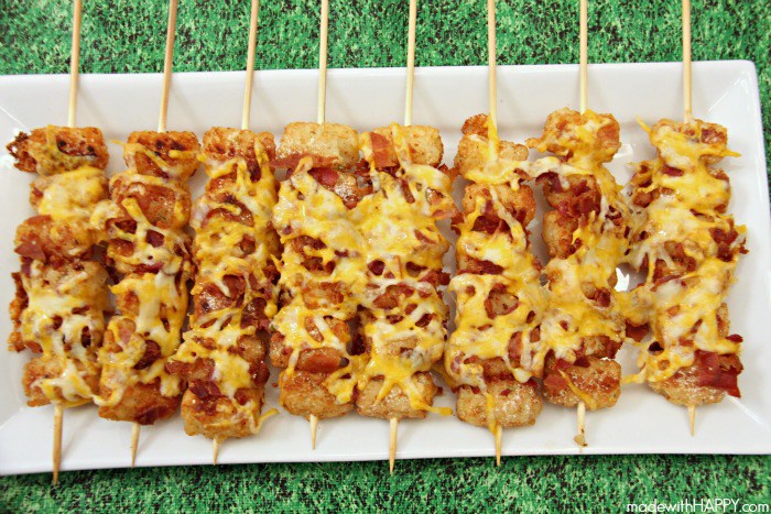Loaded Tater Tot Skewers by Made With Happy