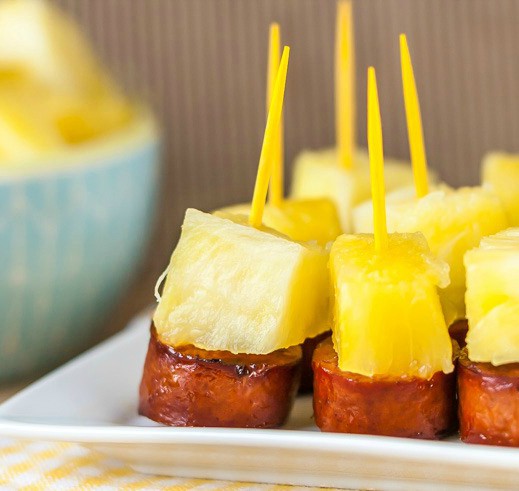 Sausage and Pineapple Party Bites by Noshtastic