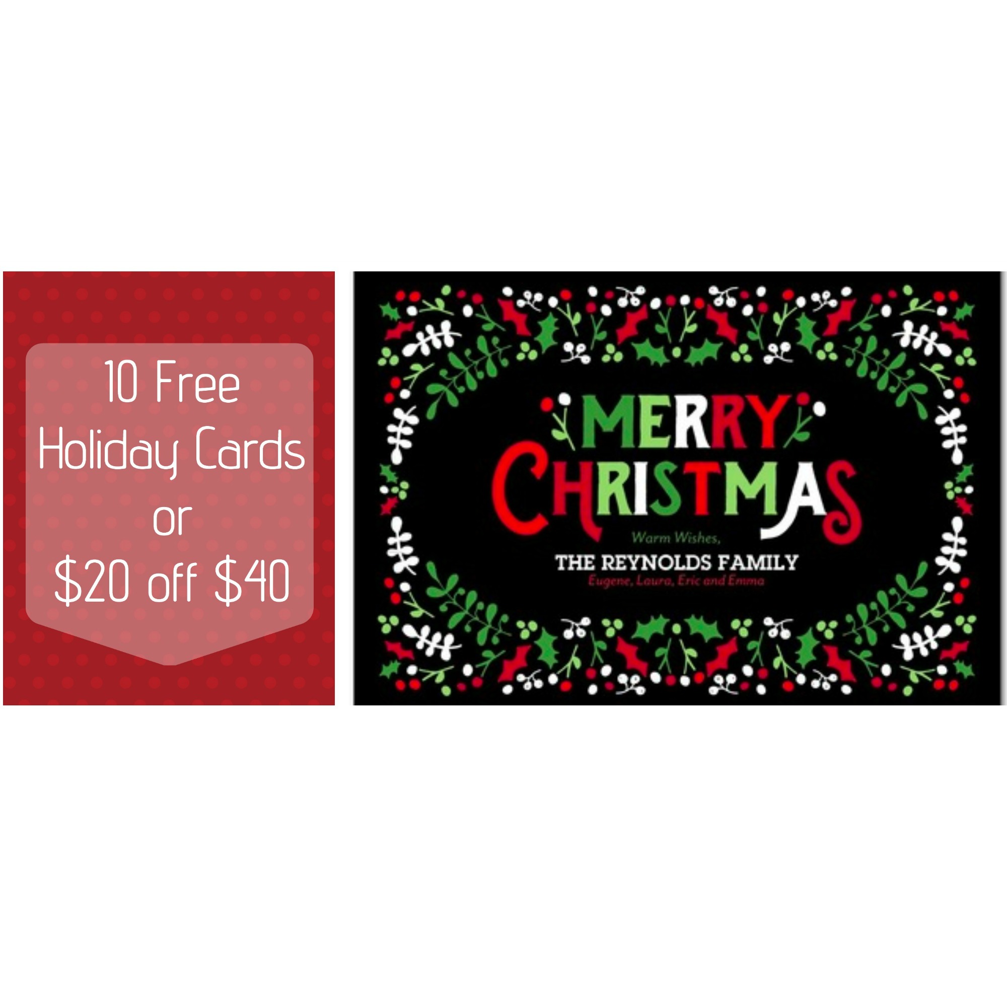 Free Holiday Cards and $20 off!