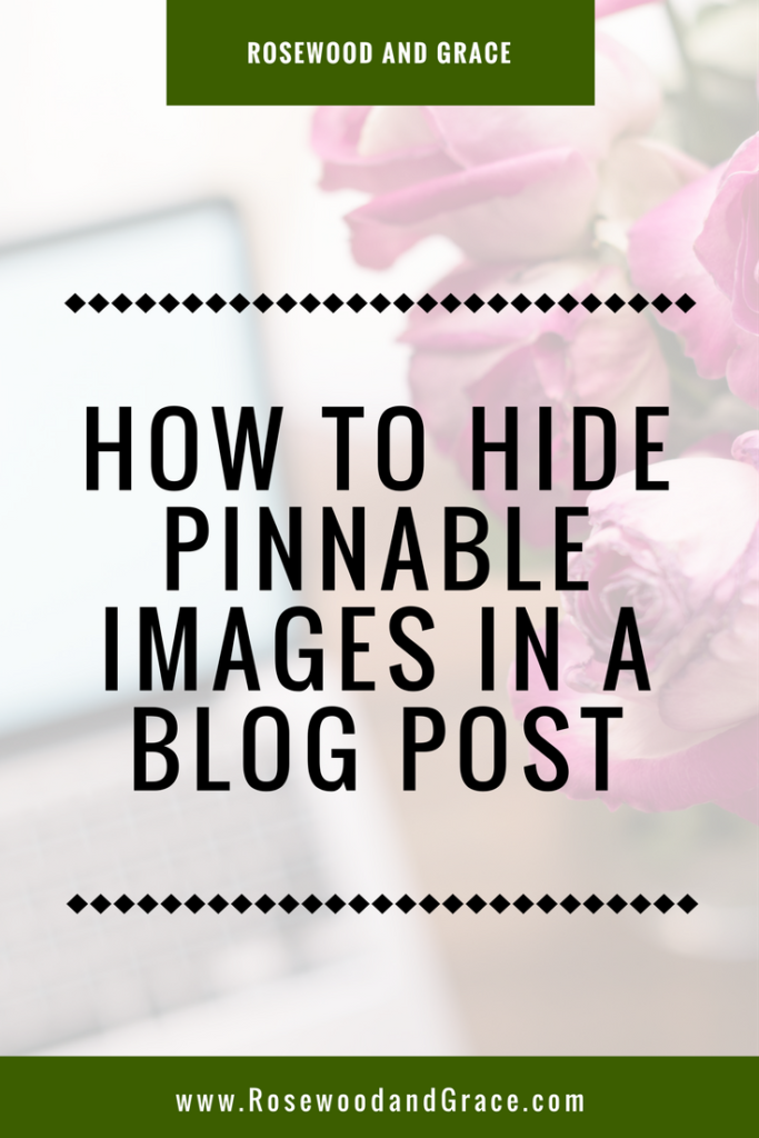 Pinterest images are so important to your blog posts, but they take up so much valuable space! Here's a quick way to hide pinnable images in your posts!
